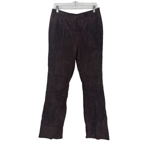 Vtg Y2K Context Suede 100% Leather Brown Womens 8 Western Boho Straight Pants